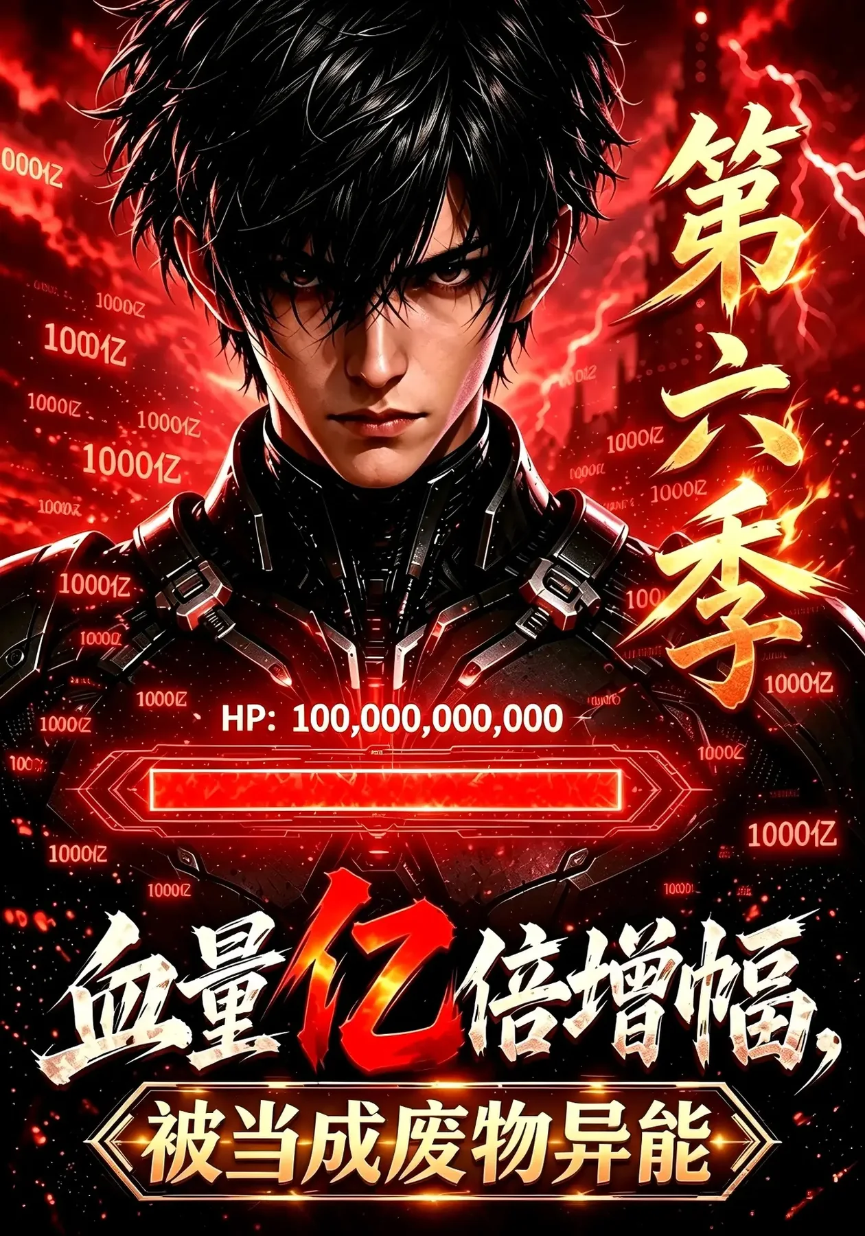《血量亿倍增幅，被当成废物异能第六季》AI漫剧封面